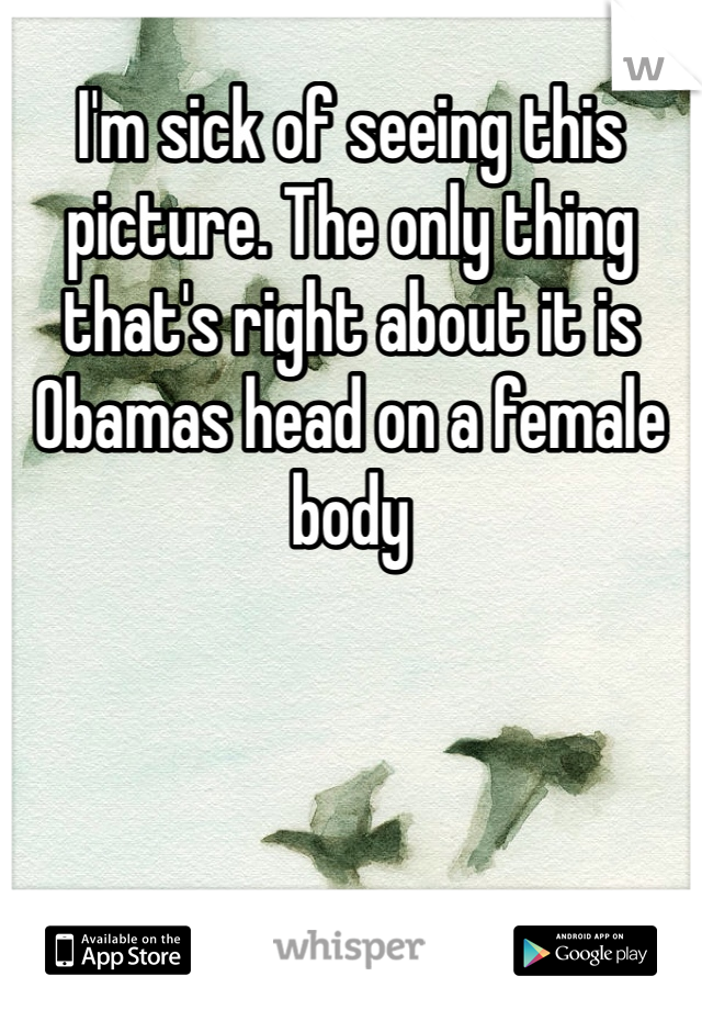 I'm sick of seeing this picture. The only thing that's right about it is Obamas head on a female body