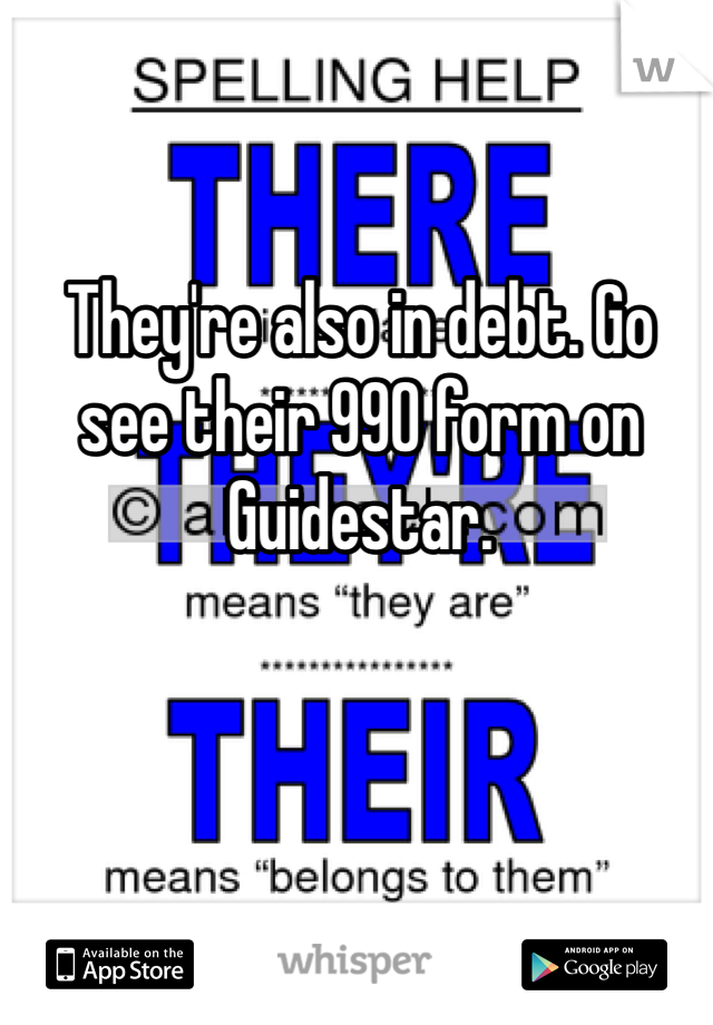 They're also in debt. Go see their 990 form on Guidestar. 