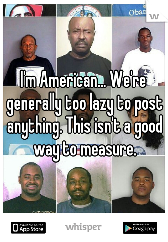 I'm American... We're generally too lazy to post anything. This isn't a good way to measure.