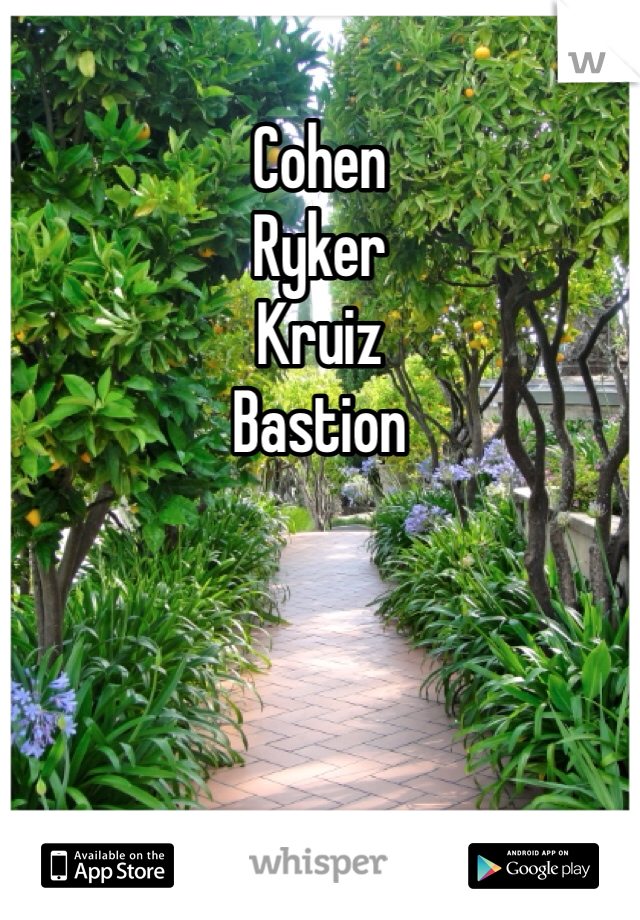 Cohen
Ryker 
Kruiz 
Bastion 