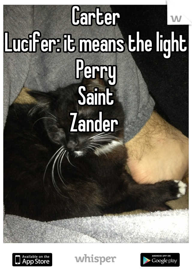 Carter 
Lucifer: it means the light
Perry 
Saint 
Zander 