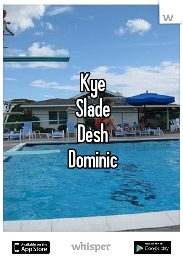 Kye
Slade
Desh
Dominic
