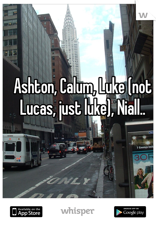 Ashton, Calum, Luke (not Lucas, just luke), Niall.. 