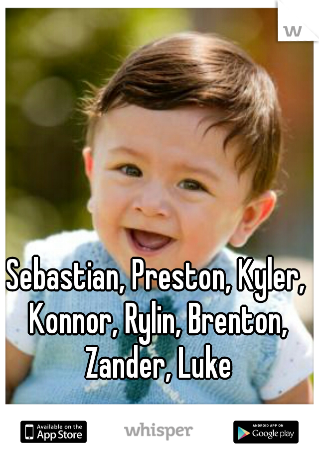 Sebastian, Preston, Kyler, Konnor, Rylin, Brenton, Zander, Luke