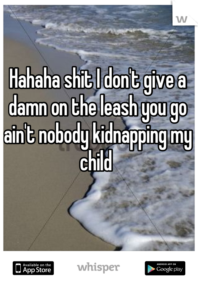 Hahaha shit I don't give a damn on the leash you go ain't nobody kidnapping my child 