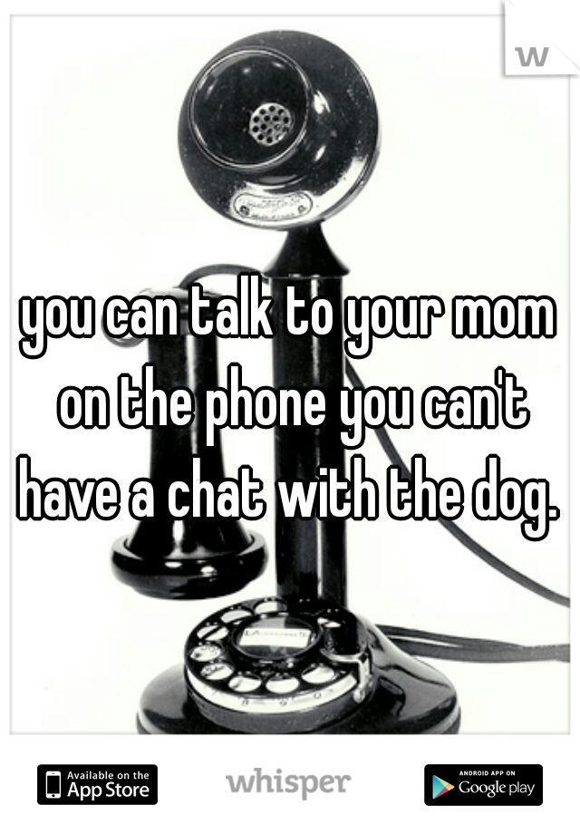 you can talk to your mom on the phone you can't have a chat with the dog. 