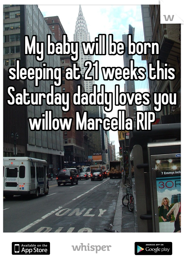 My baby will be born sleeping at 21 weeks this Saturday daddy loves you willow Marcella RIP
