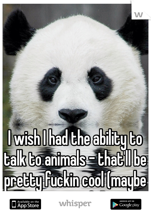 I wish I had the ability to talk to animals - that'll be pretty fuckin cool (maybe even useful).