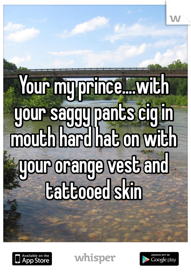 Your my prince....with your saggy pants cig in mouth hard hat on with your orange vest and tattooed skin
