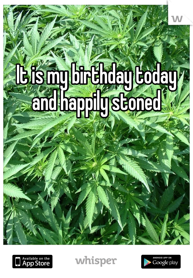 It is my birthday today and happily stoned