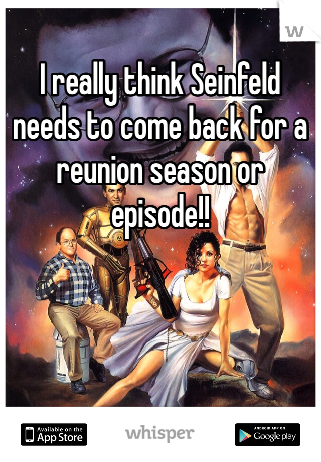 I really think Seinfeld needs to come back for a reunion season or episode!!
