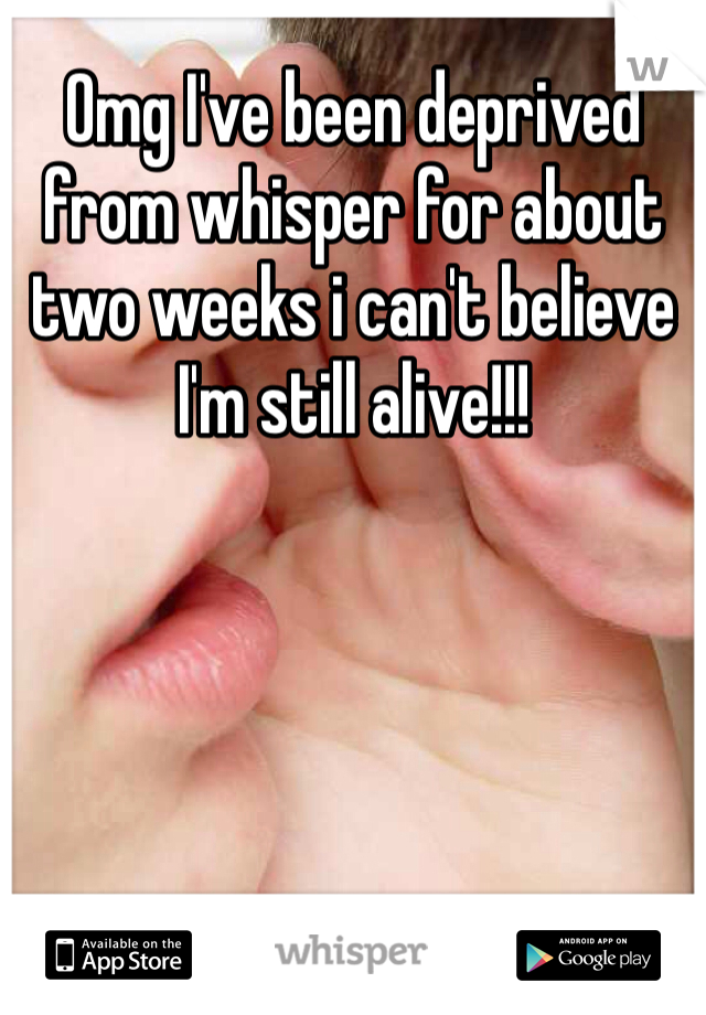 Omg I've been deprived from whisper for about two weeks i can't believe I'm still alive!!!