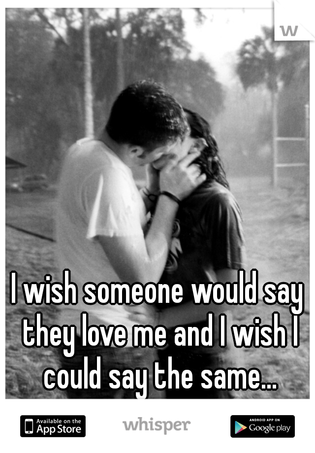 I wish someone would say they love me and I wish I could say the same...