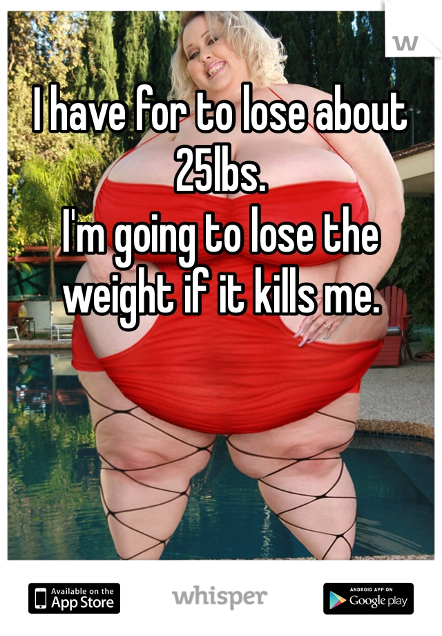 I have for to lose about 25lbs.
I'm going to lose the weight if it kills me. 