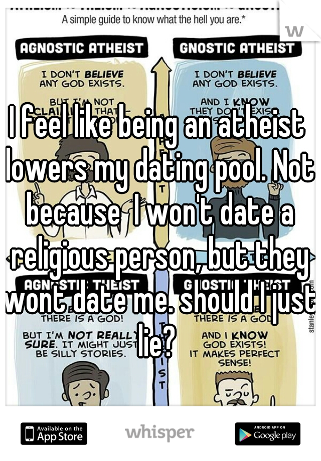 I feel like being an atheist lowers my dating pool. Not because  I won't date a religious person, but they wont date me. should I just lie? 