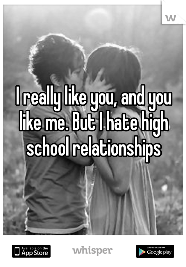 I really like you, and you like me. But I hate high school relationships