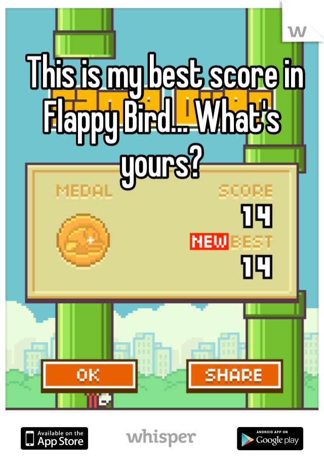  This is my best score in Flappy Bird... What's yours?