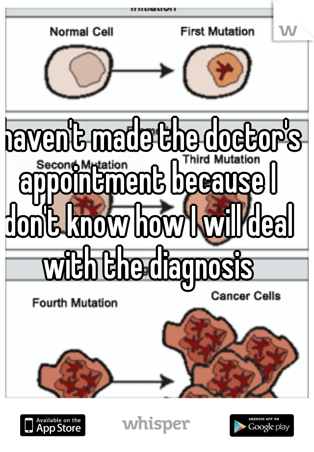 I haven't made the doctor's appointment because I don't know how I will deal with the diagnosis