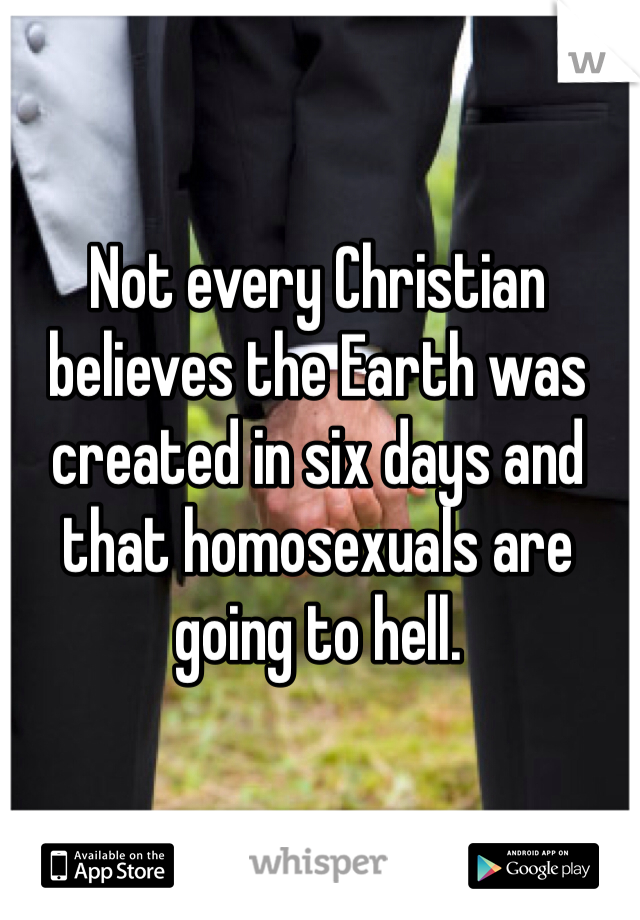 Not every Christian believes the Earth was created in six days and that homosexuals are going to hell. 