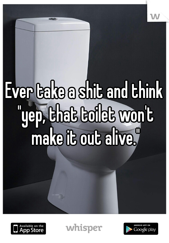 Ever take a shit and think "yep, that toilet won't make it out alive."