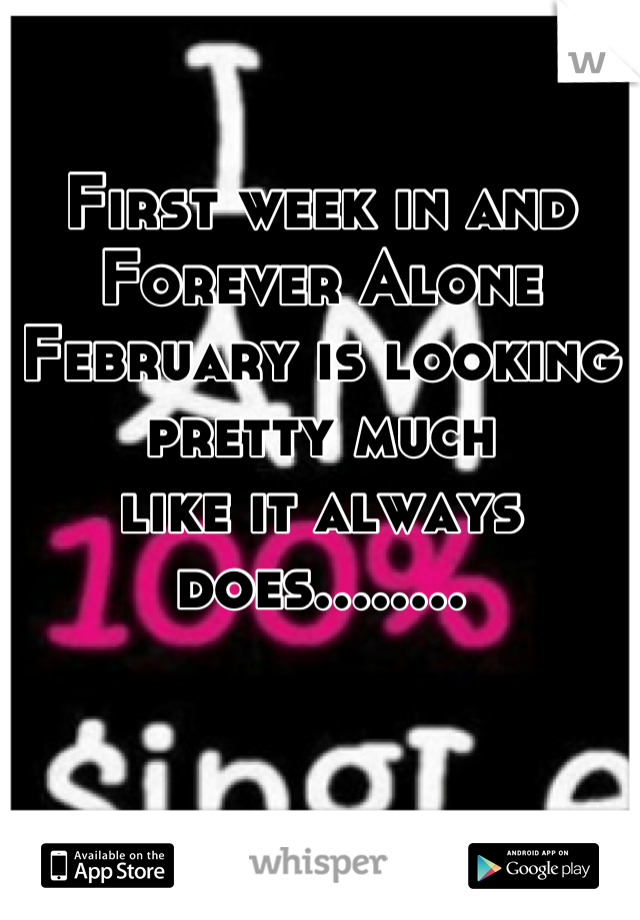 First week in and Forever Alone February is looking pretty much 
like it always does........
