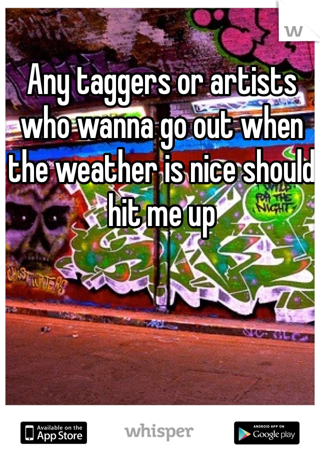 Any taggers or artists who wanna go out when the weather is nice should hit me up