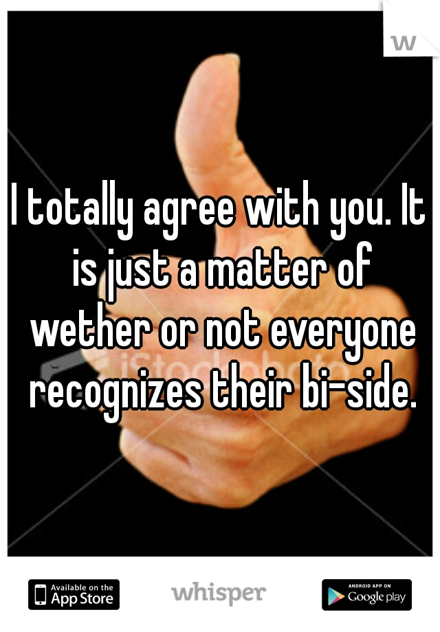 I totally agree with you. It is just a matter of wether or not everyone recognizes their bi-side.