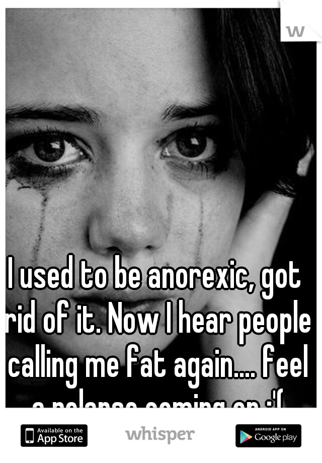 I used to be anorexic, got rid of it. Now I hear people calling me fat again.... feel a relapse coming on :'(