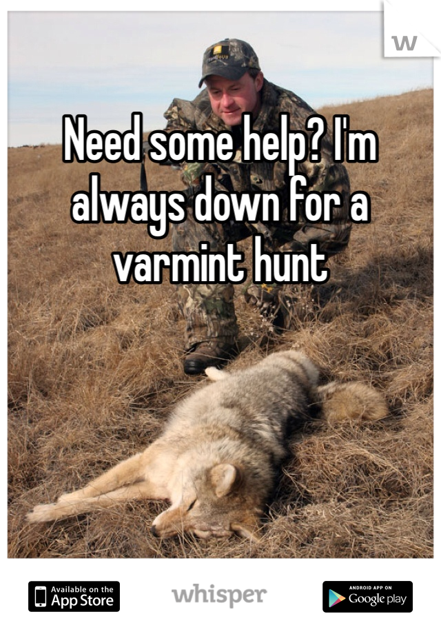 Need some help? I'm always down for a varmint hunt 