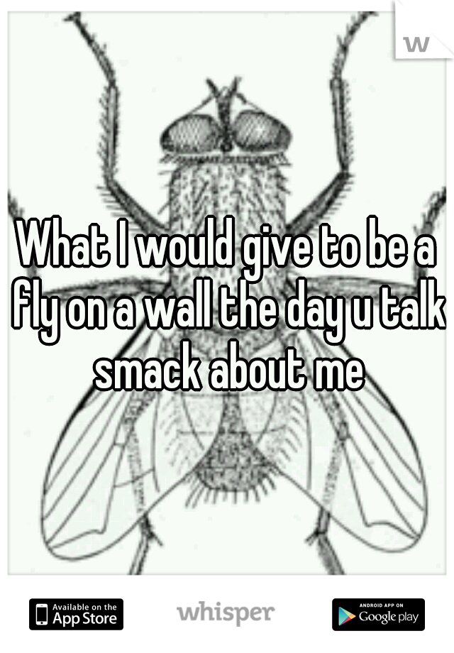 What I would give to be a fly on a wall the day u talk smack about me