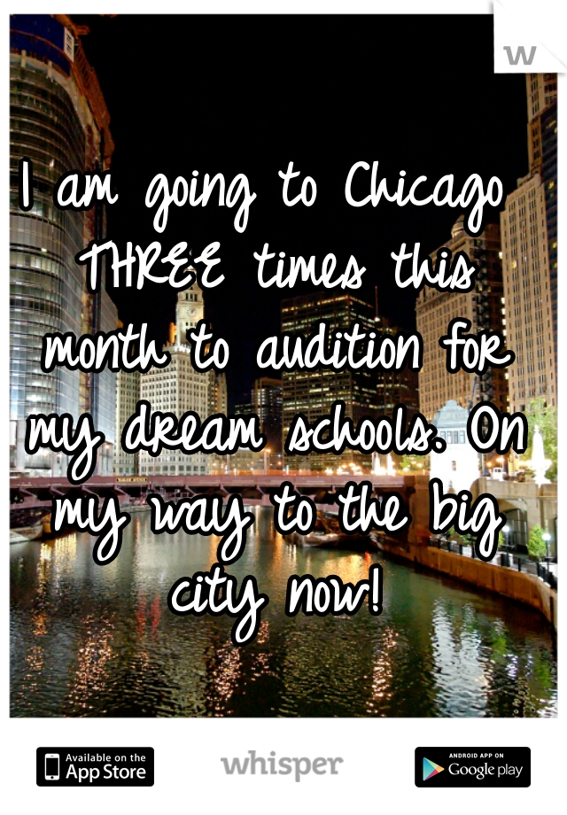 I am going to Chicago THREE times this month to audition for my dream schools. On my way to the big city now!