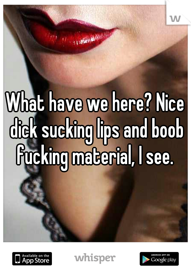 What have we here? Nice dick sucking lips and boob fucking material, I see. 