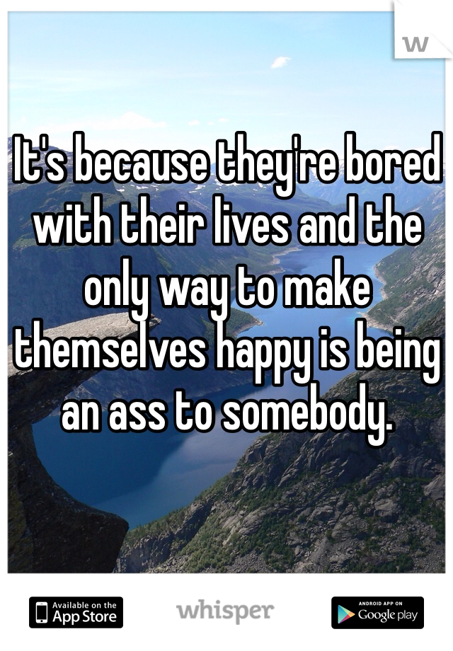 It's because they're bored with their lives and the only way to make themselves happy is being an ass to somebody. 
