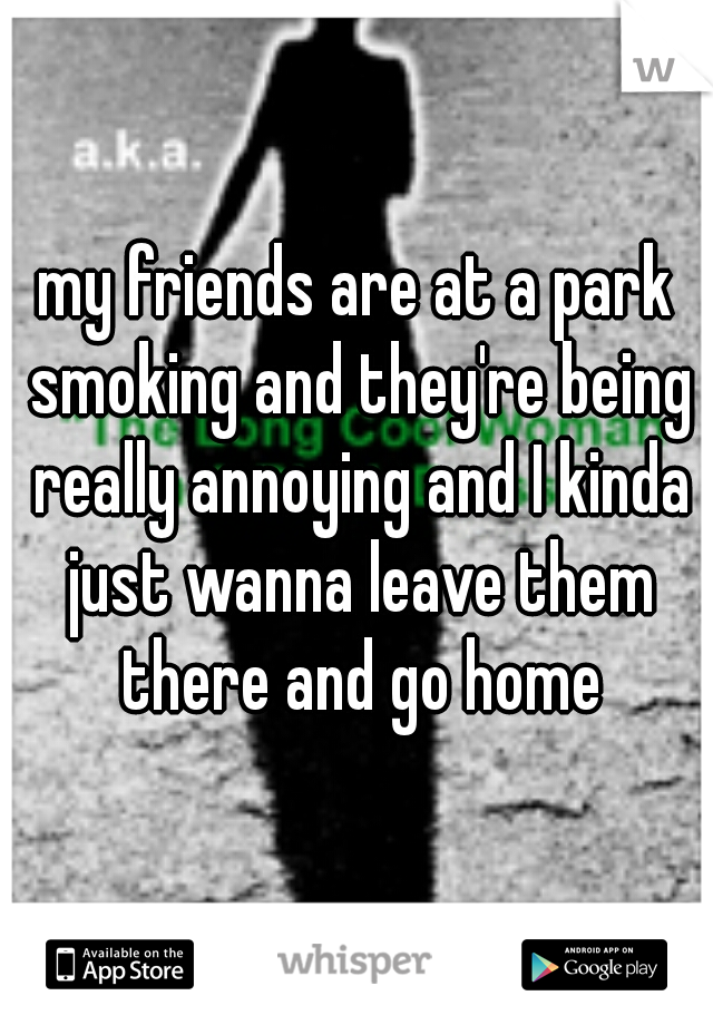 my friends are at a park smoking and they're being really annoying and I kinda just wanna leave them there and go home