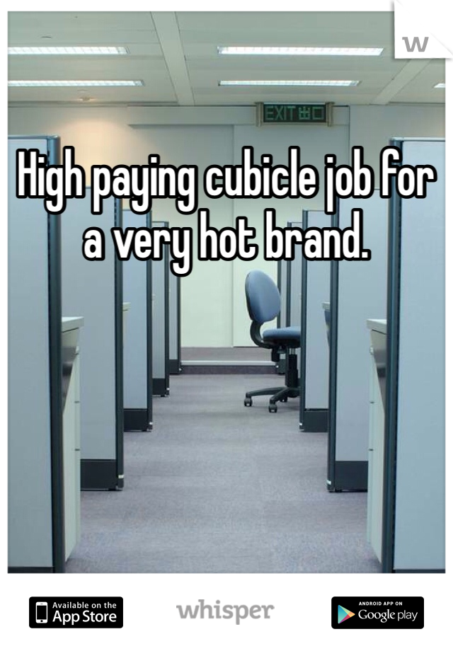 High paying cubicle job for a very hot brand.