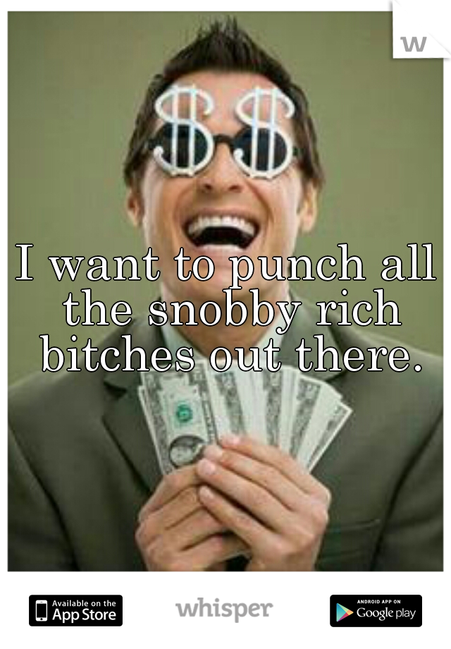 I want to punch all the snobby rich bitches out there.