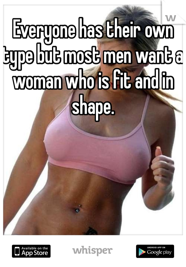 Everyone has their own type but most men want a woman who is fit and in shape.