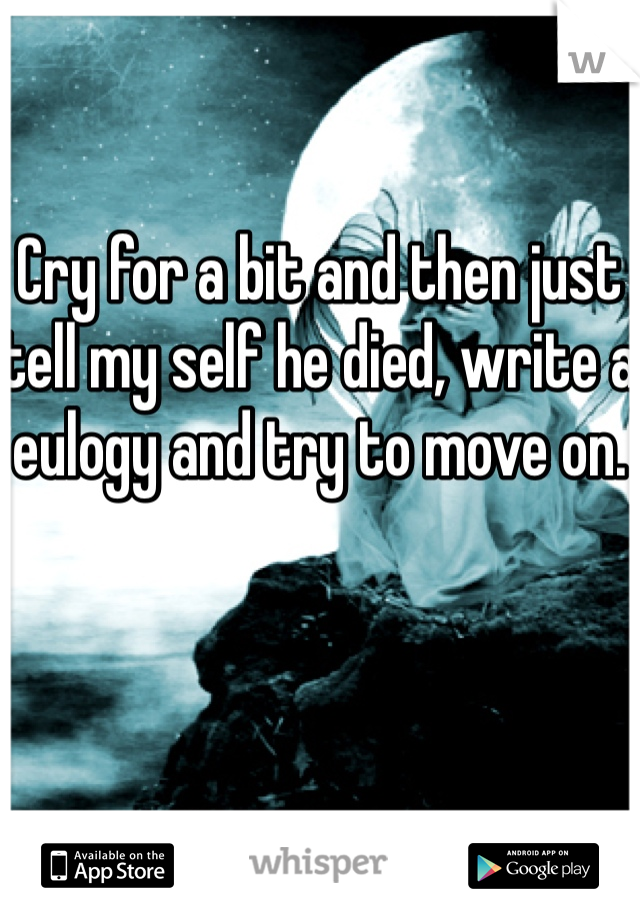 Cry for a bit and then just tell my self he died, write a eulogy and try to move on.
