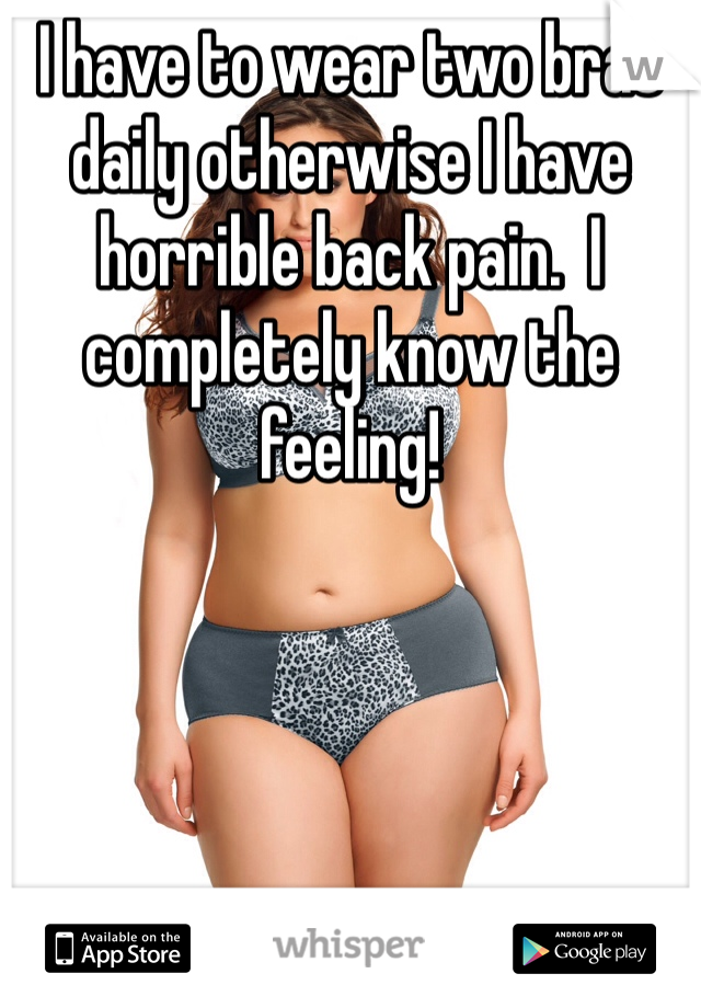 I have to wear two bras daily otherwise I have horrible back pain.  I completely know the feeling!