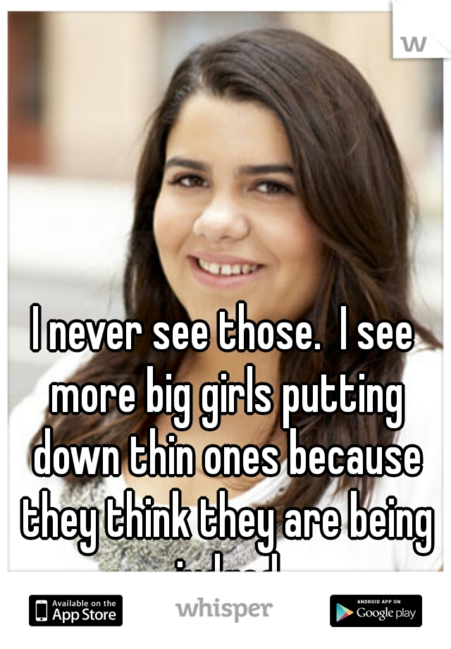 I never see those.  I see more big girls putting down thin ones because they think they are being judged