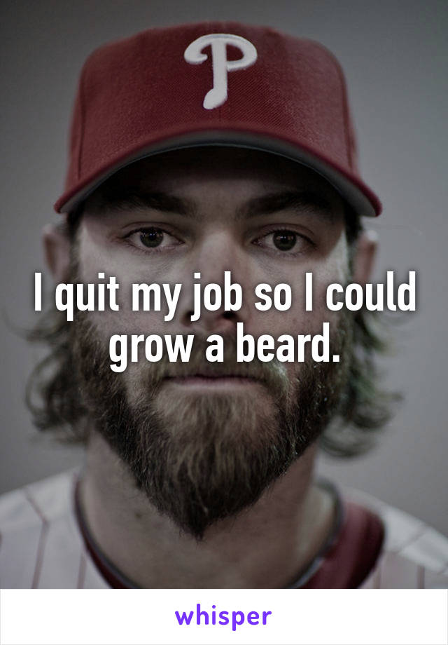 I quit my job so I could grow a beard.
