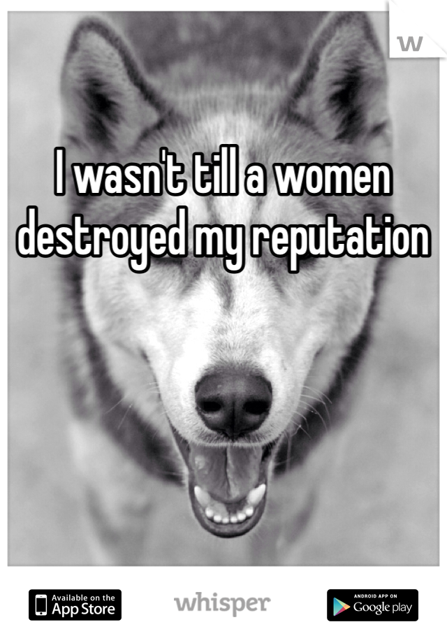 I wasn't till a women destroyed my reputation 