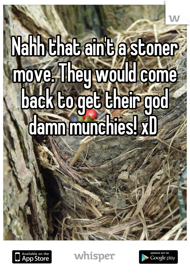 Nahh that ain't a stoner move. They would come back to get their god damn munchies! xD 