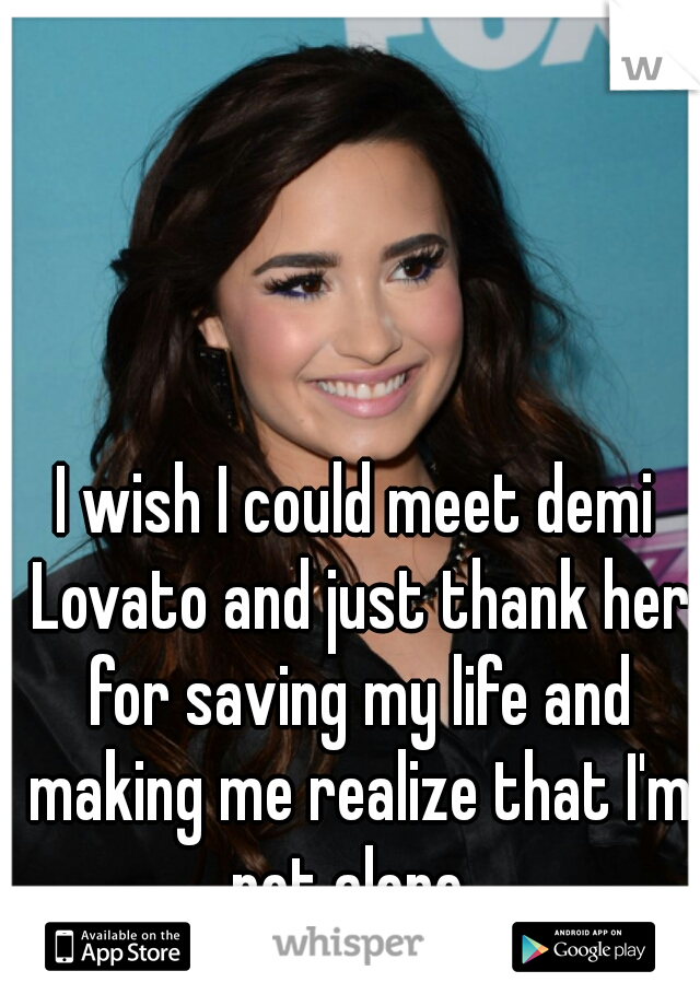 I wish I could meet demi Lovato and just thank her for saving my life and making me realize that I'm not alone. 