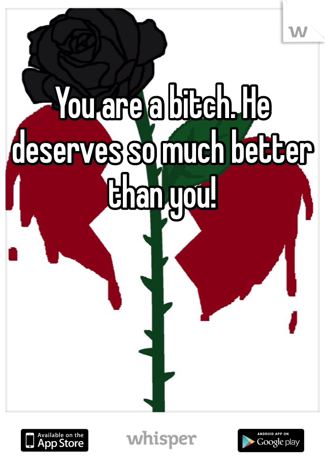 You are a bitch. He deserves so much better than you! 