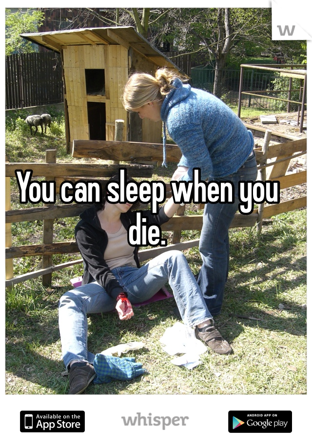 You can sleep when you die. 