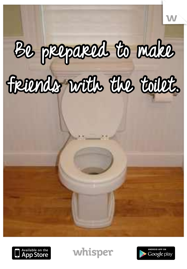 Be prepared to make friends with the toilet. 