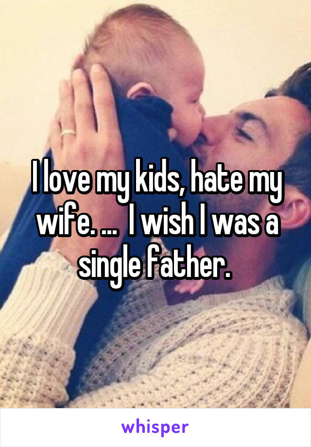 I love my kids, hate my wife. ...  I wish I was a single father. 