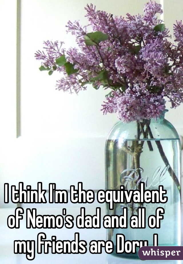 I think I'm the equivalent of Nemo's dad and all of my friends are Dory..!