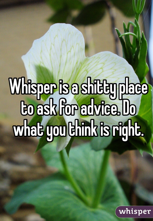 Whisper is a shitty place to ask for advice. Do what you think is right. 